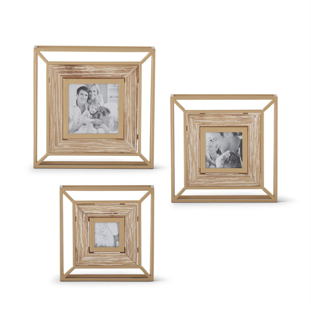Gold Metal & Wood Photo Frame