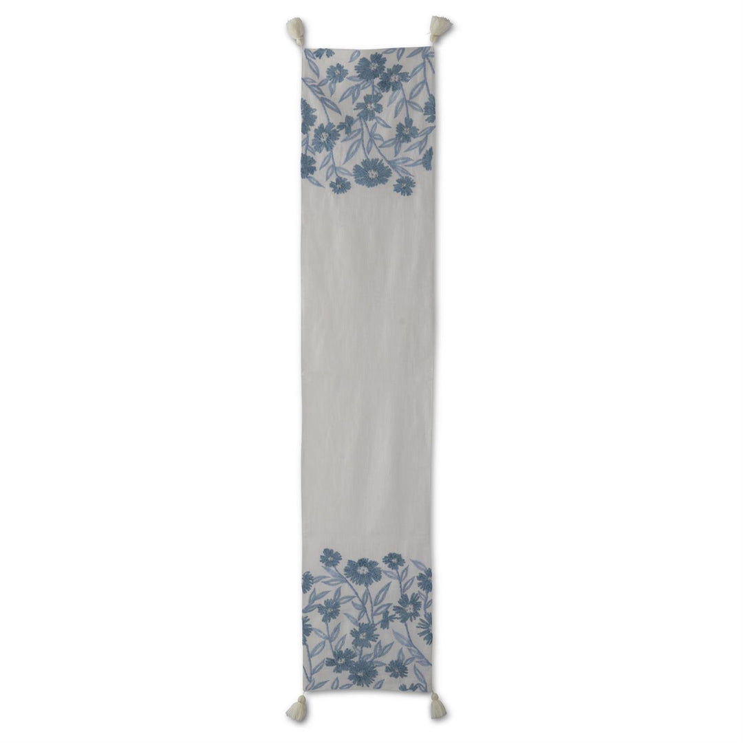 White & Blue Floral Table Runner