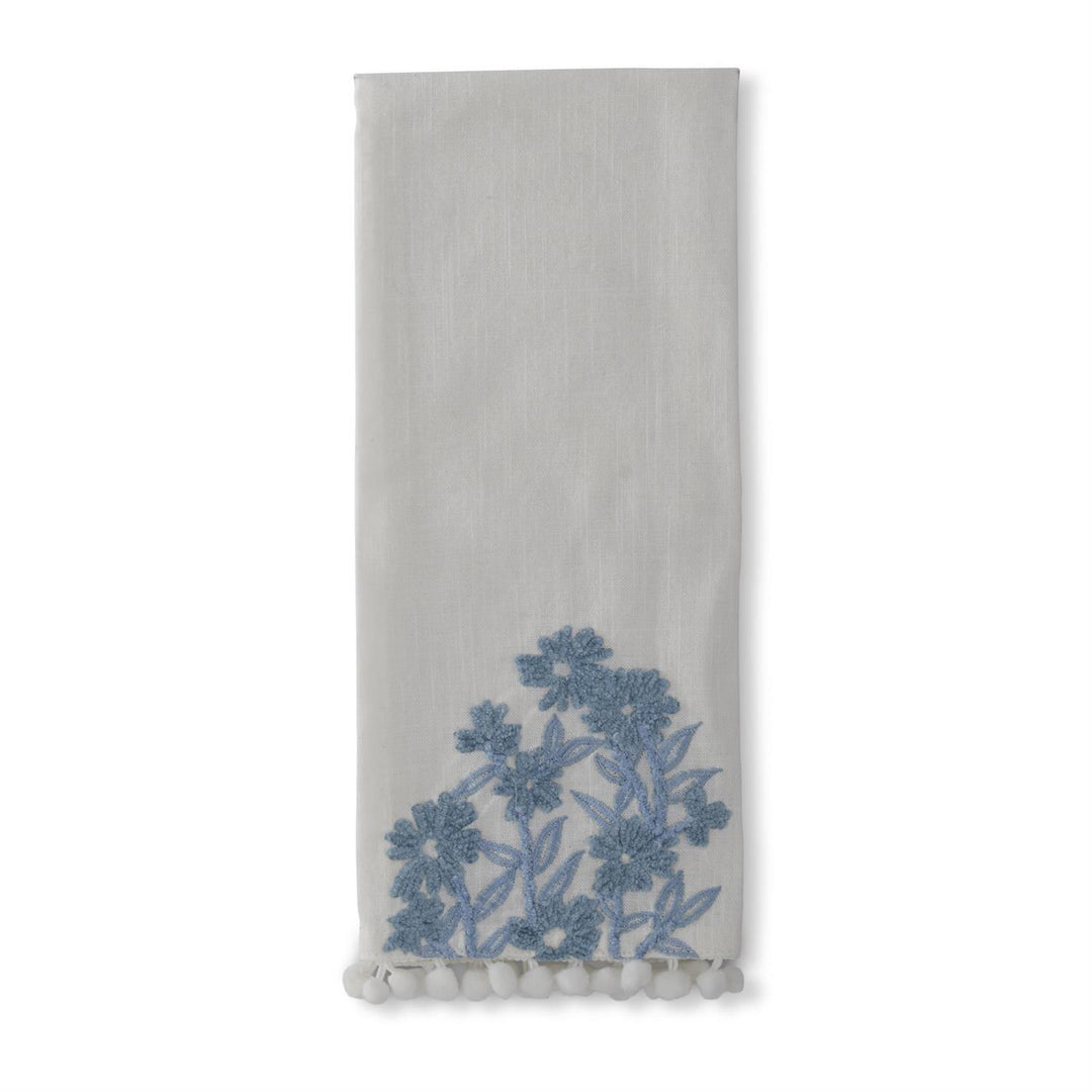 White & Blue Floral Tea Towel