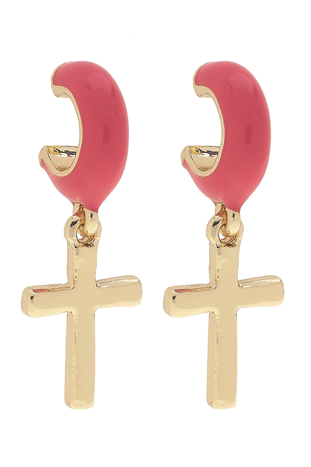 Ruth Cross Huggie Hoop Earrings