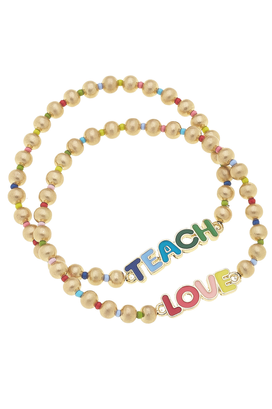 Teach Love Enamel & Ball Bead Bracelets