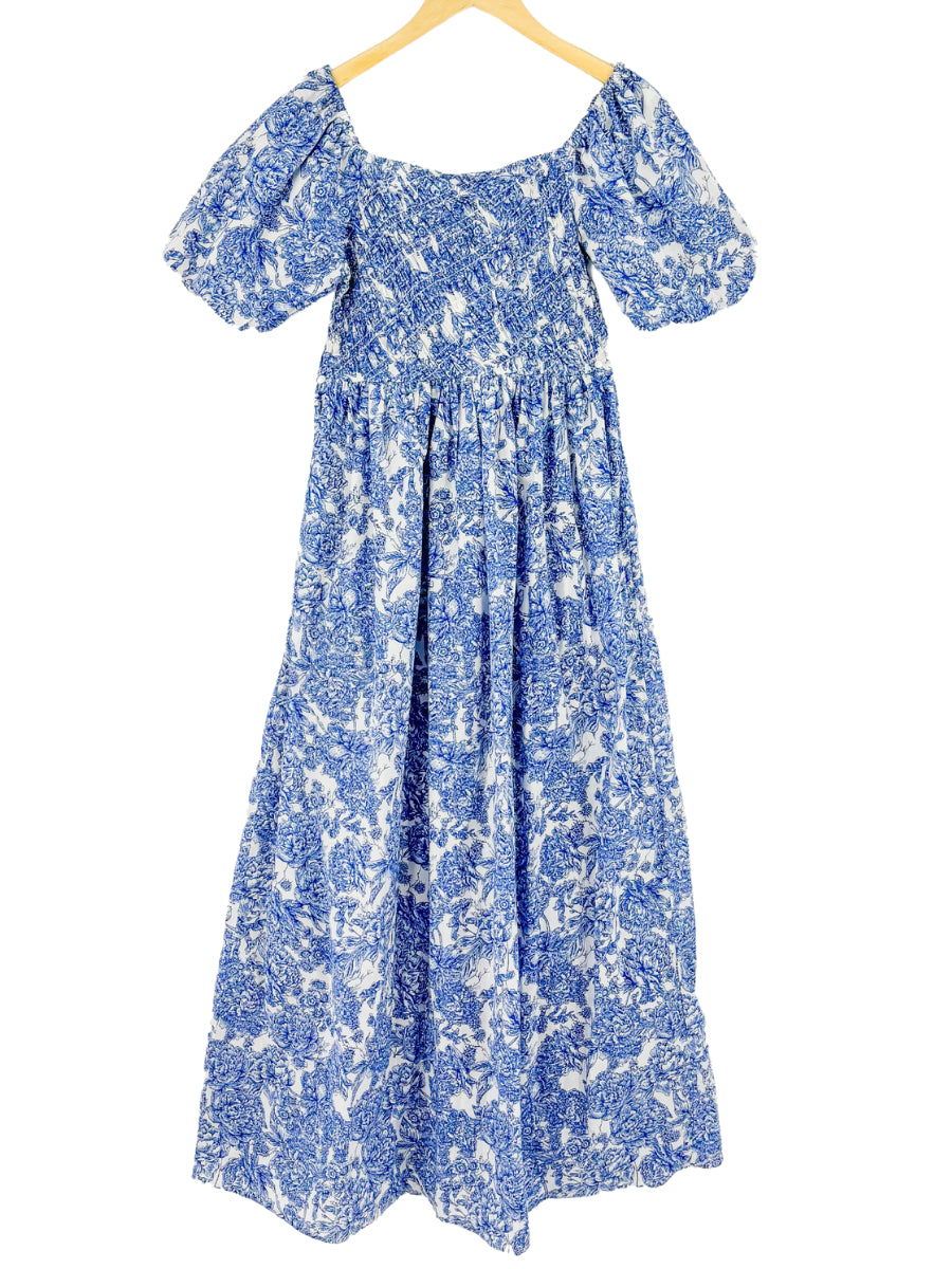 Smocked Blue Vintage Maxi Dress