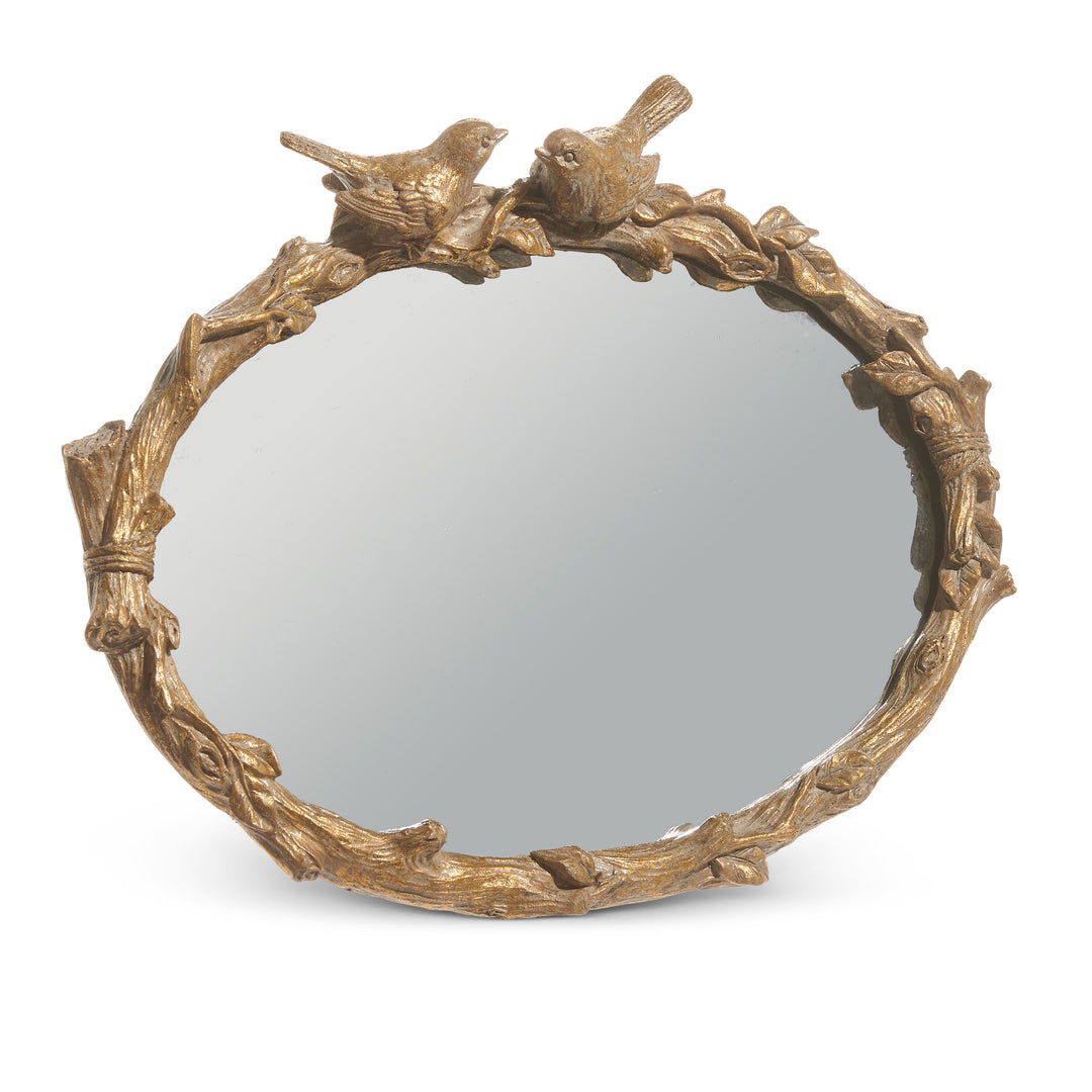 Birds On Branch Oval Mirror