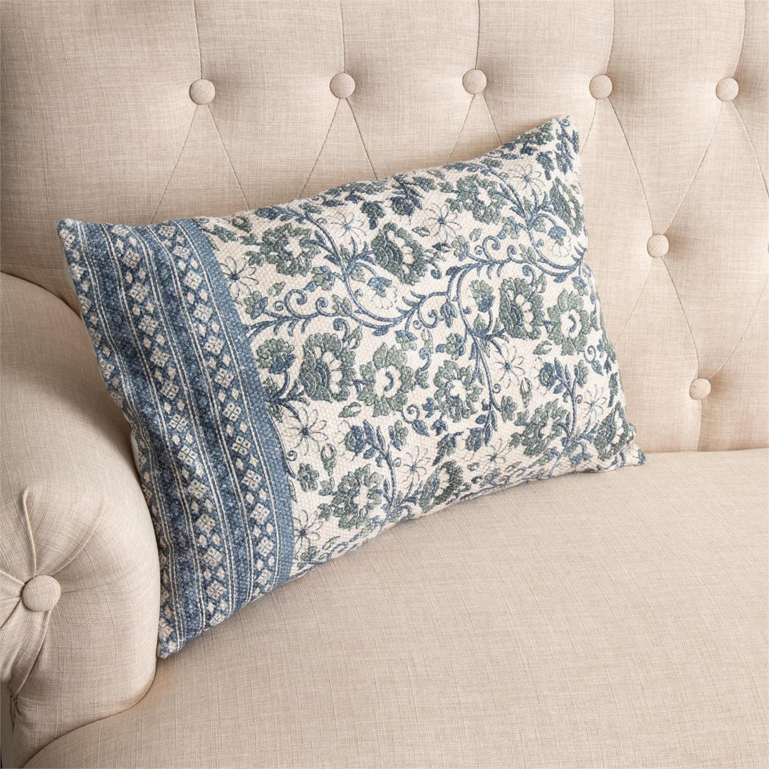 Sage & Blue Flora Lumbar Pillow