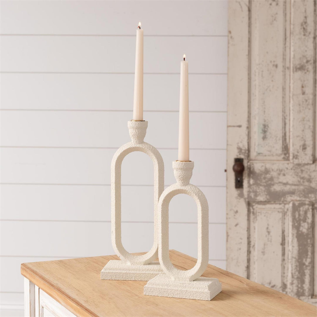 Stucco Finish Candle Holders