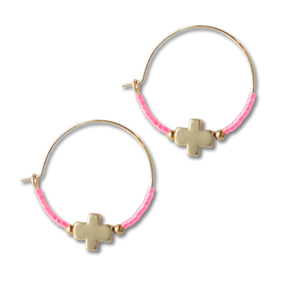Faithful Earrings, Hot Pink