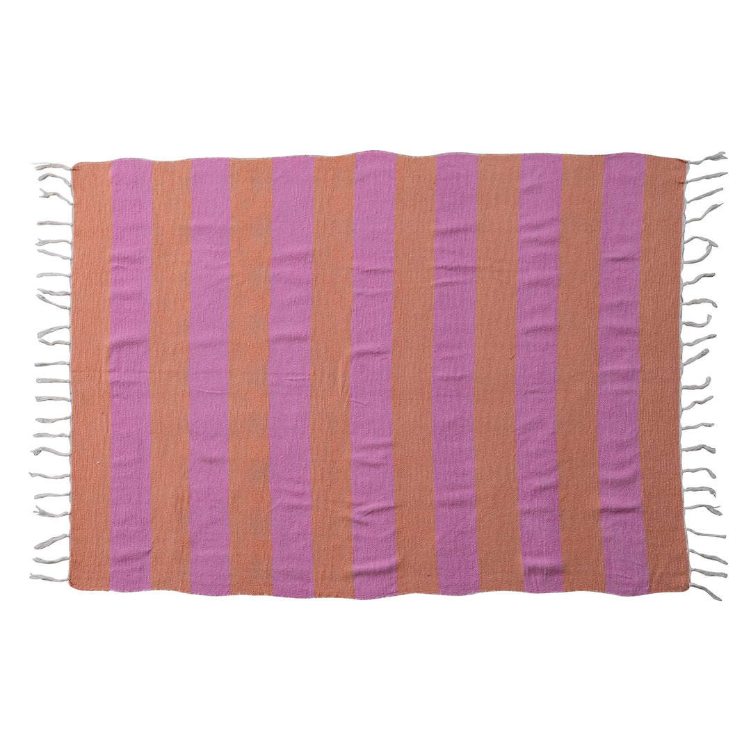 Pink & Orange Striped Cotton Throw