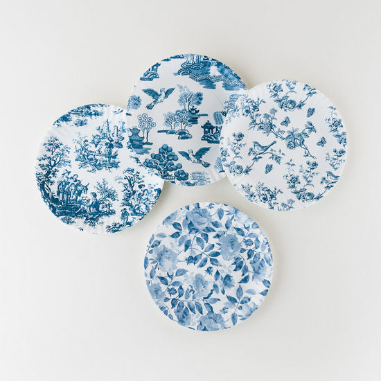 Pictorial Blue & White Melamine Paper Plate Set