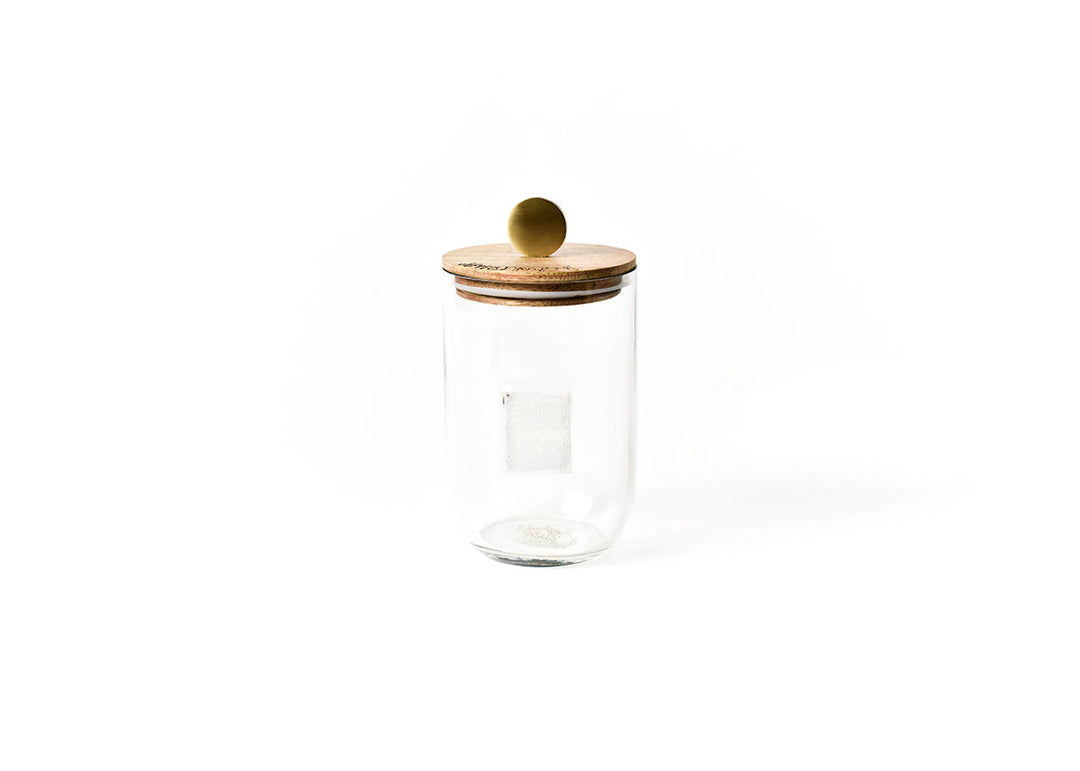 Mini Small Wooden Lid Glass Jar Happy Everything