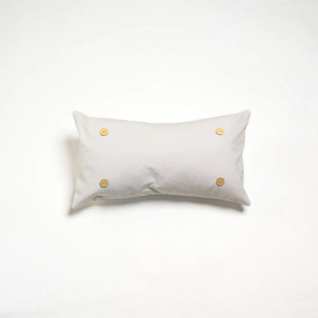 White Washed Cotton Button Pillow Lumbar