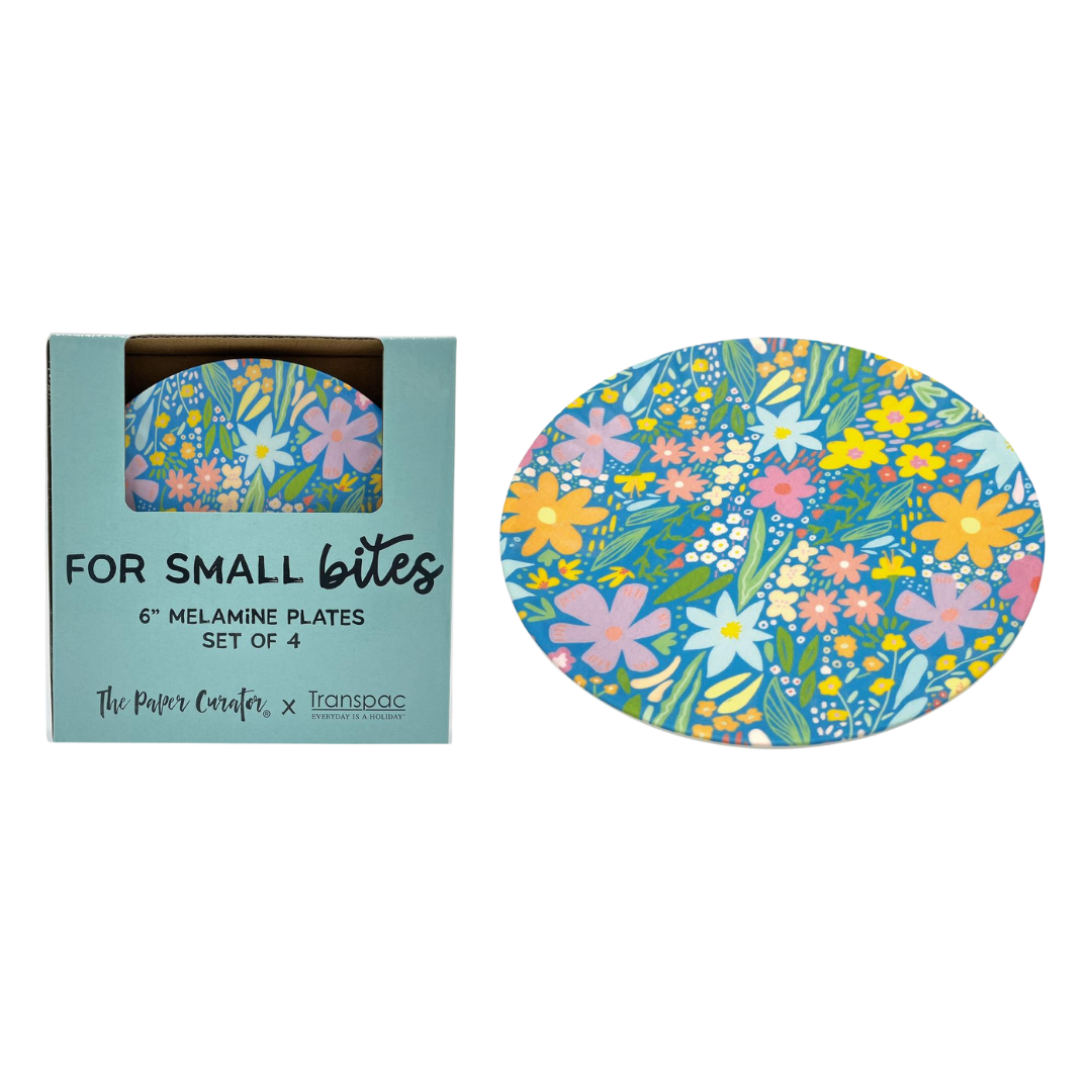 Melamine Floral Appetizer Plates,Set of 4