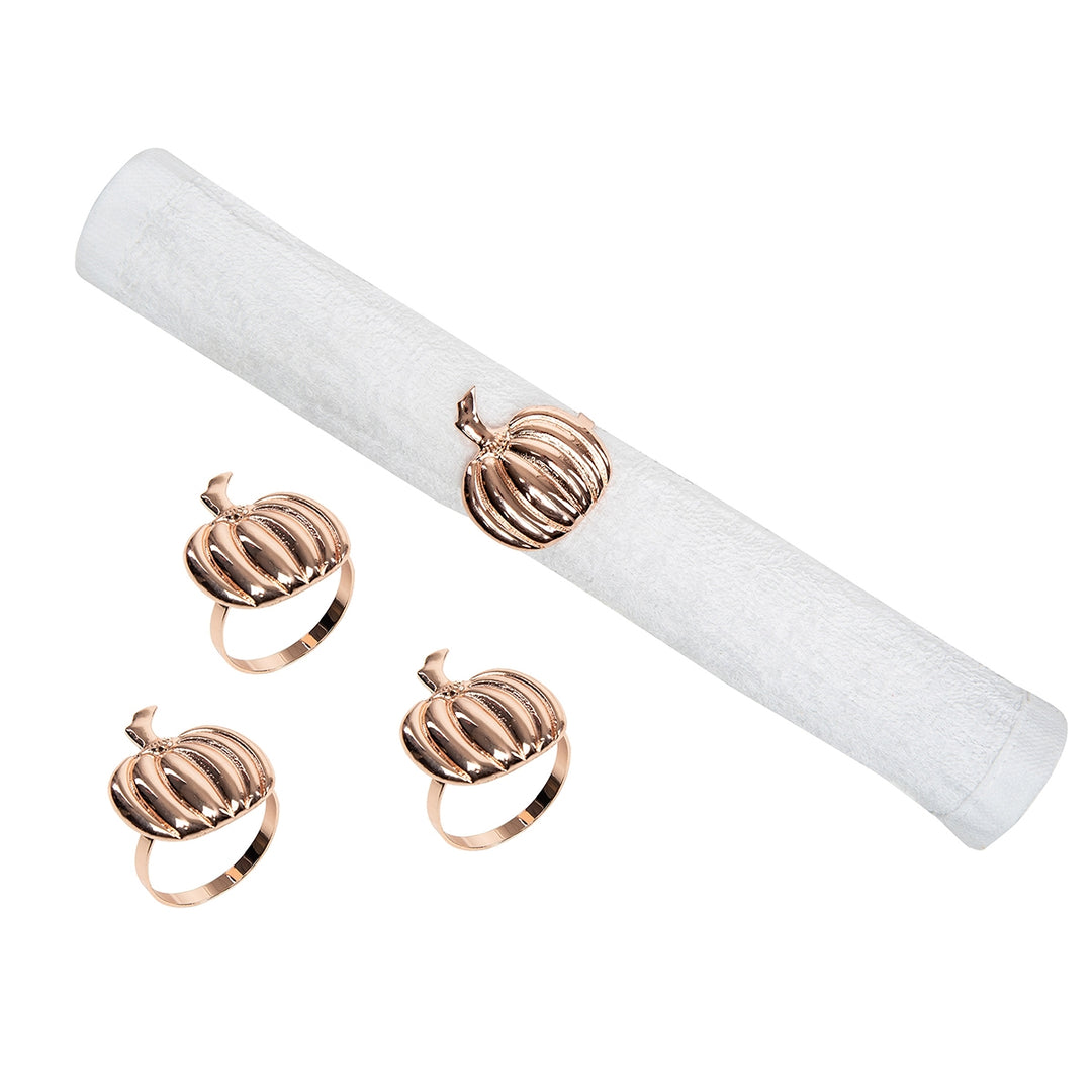 Copper Pumpkin Napkin Rings, Set of 4