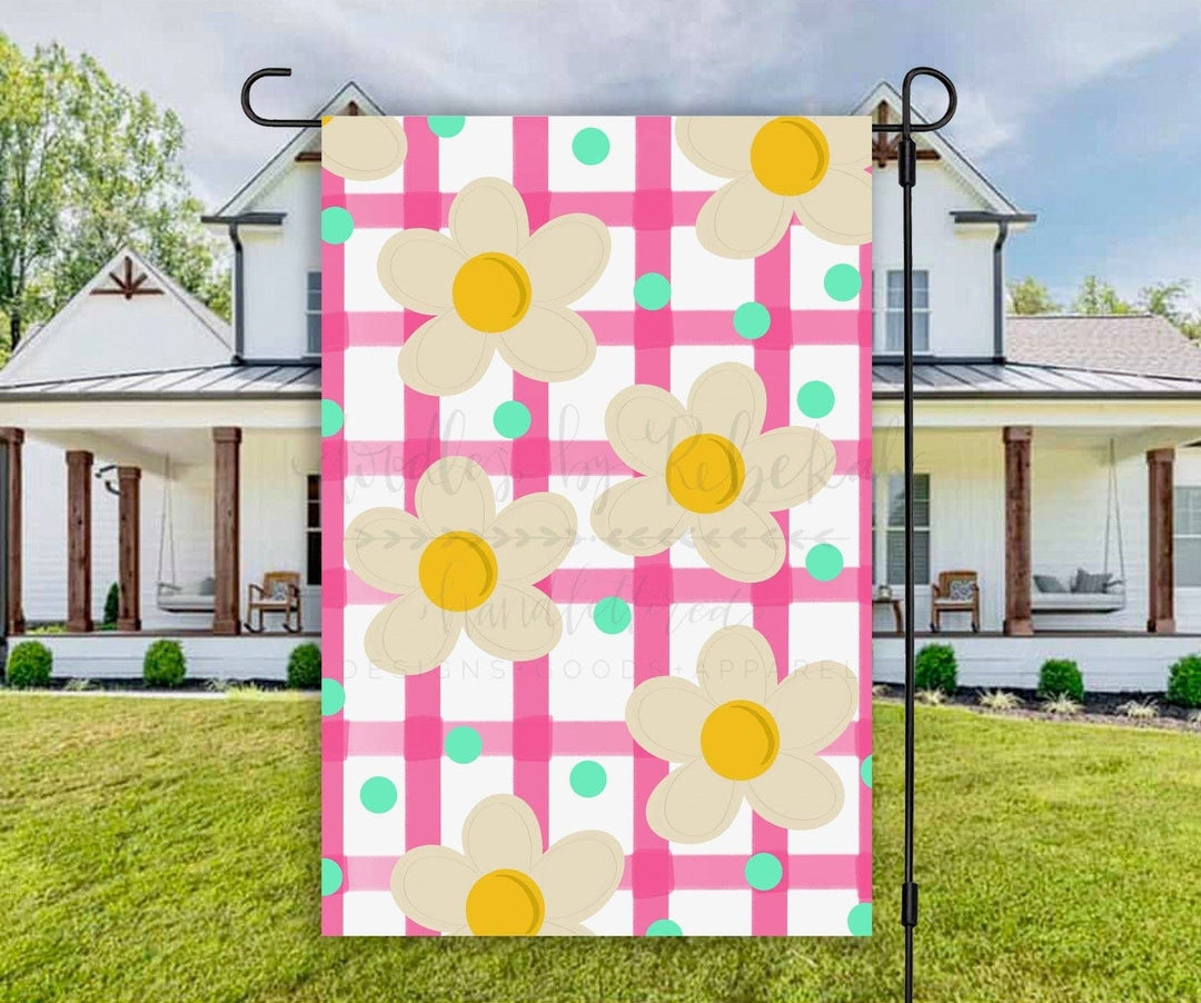 Flower Plaid Garden Flag