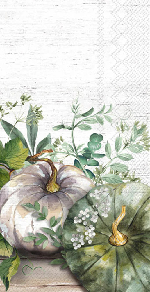 Green/White Pumpkin Guest Towels