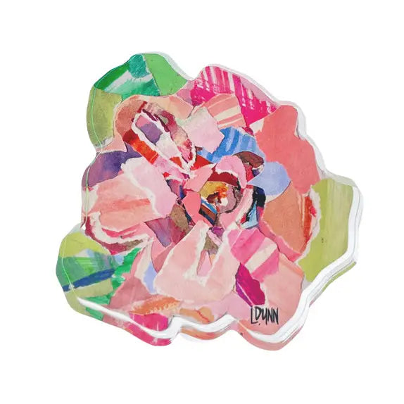 Pink Zinnia Acrylic Block