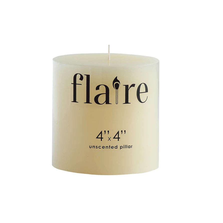 Unscented Pillar Candle, 4"x4"
