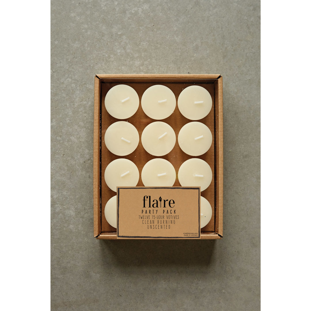 Unscented Votive Candles, Set of 12
