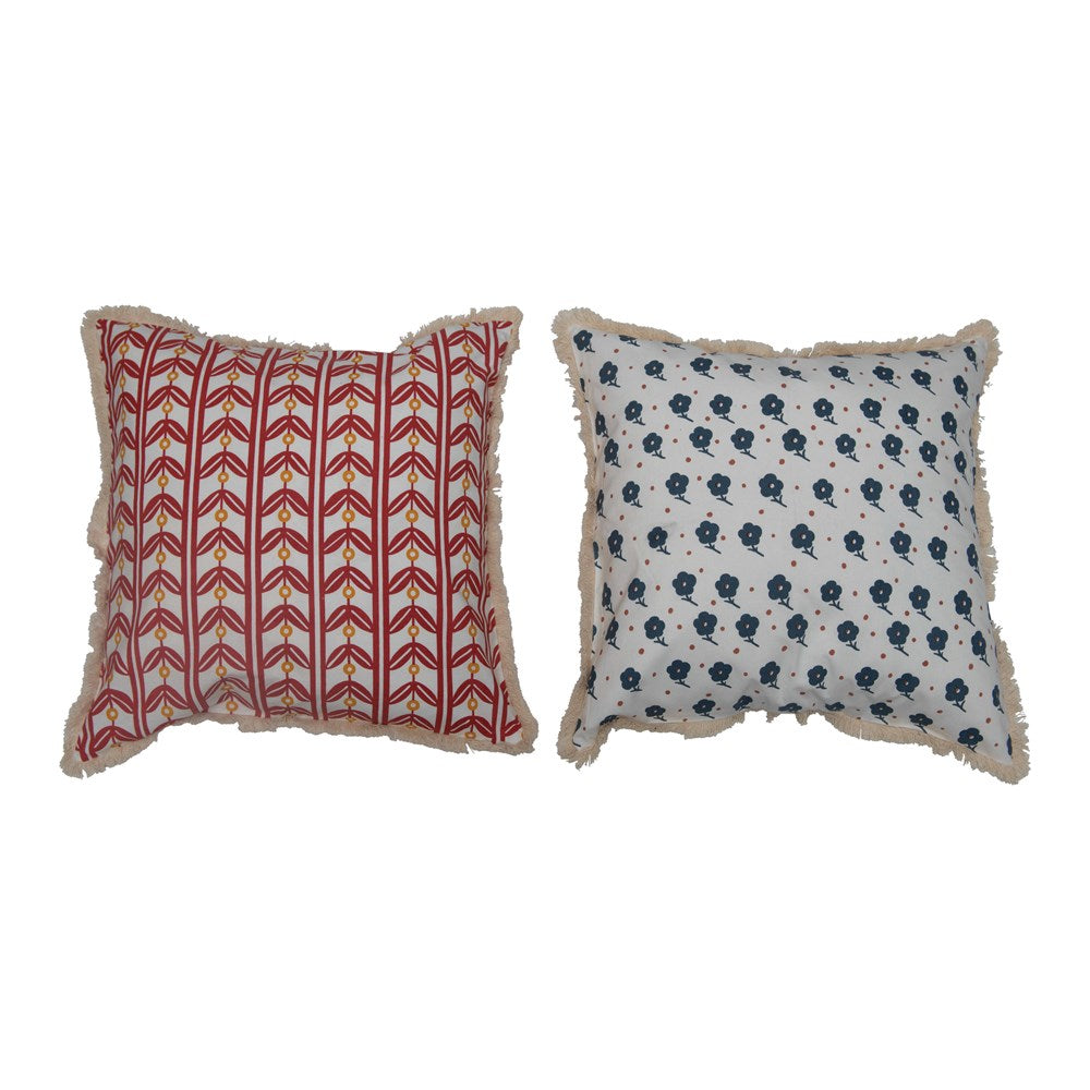 Printed Pillow w/Fringe