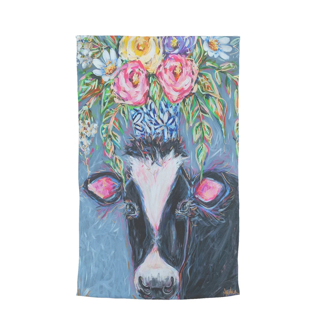 Flower Pot Cow Garden Flag