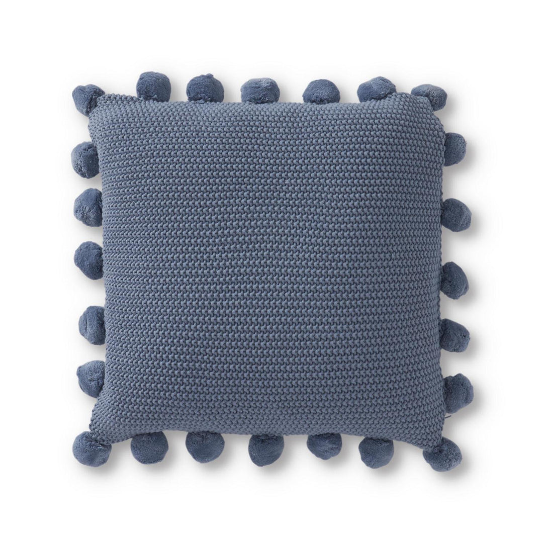 Stitch Knit Pillow w/Pompom Trim