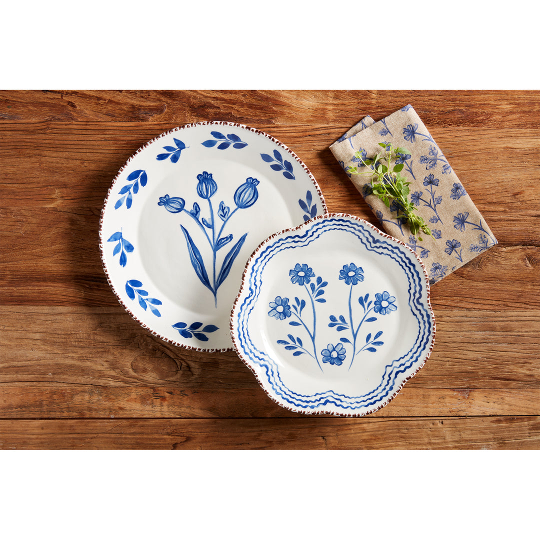 Round Blue Floral Platter