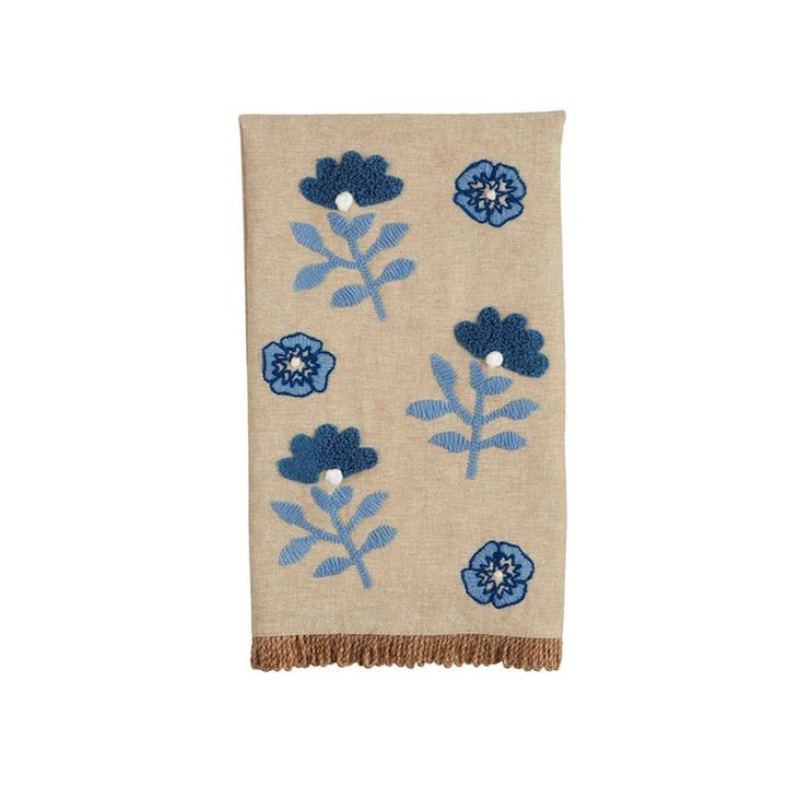 Block Print Embroidered Tea Towel