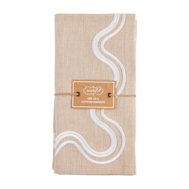 Tan & White Squiggle Napkin Set