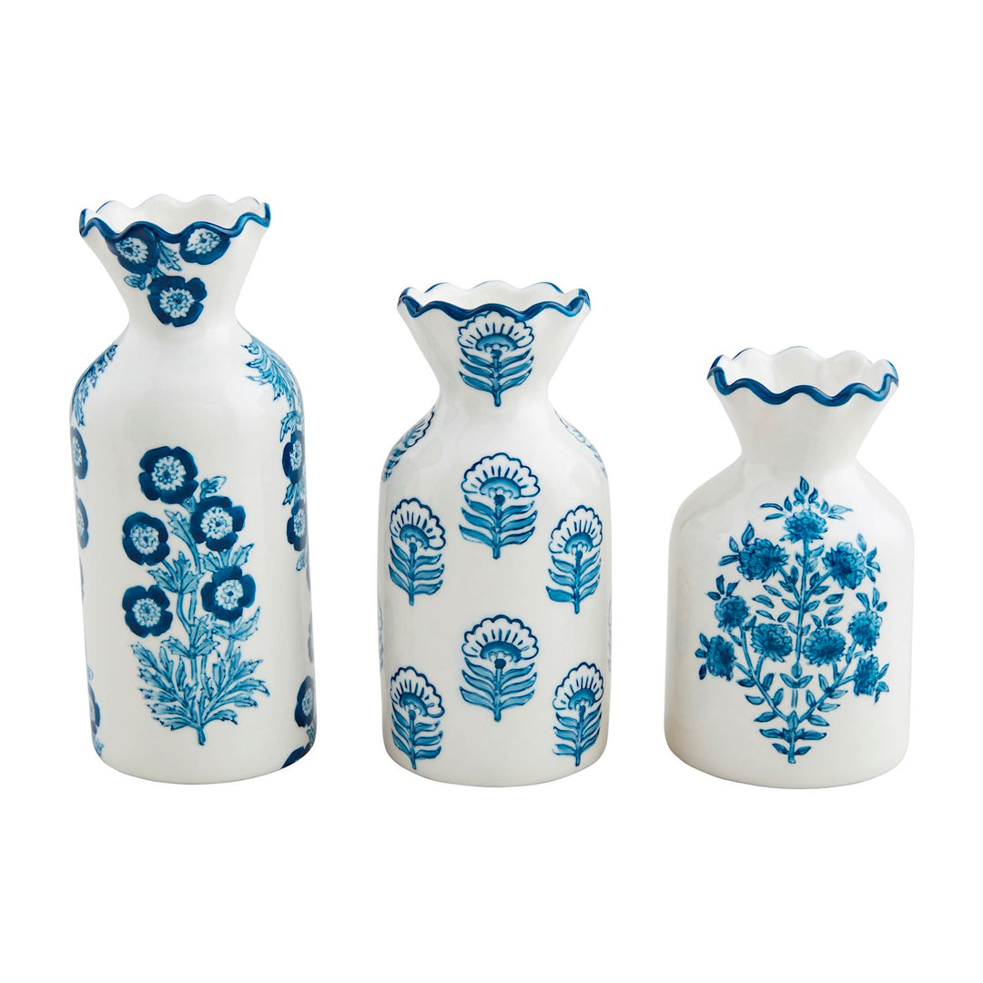 blue printed vase