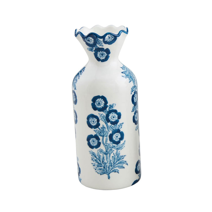 Blue Printed Floral Bud Vase