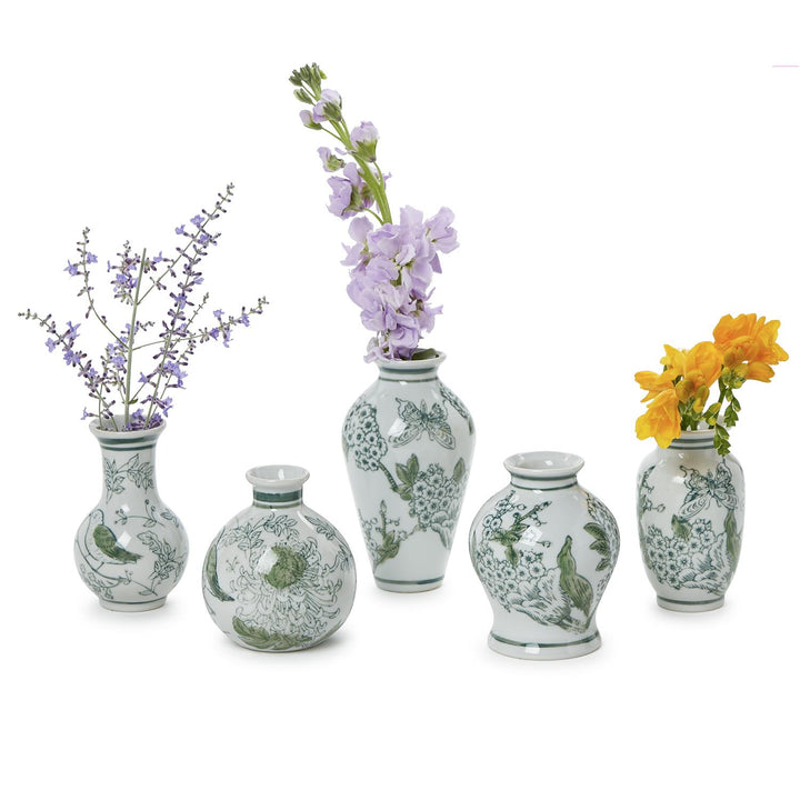 Green & White Chinoiserie Vase