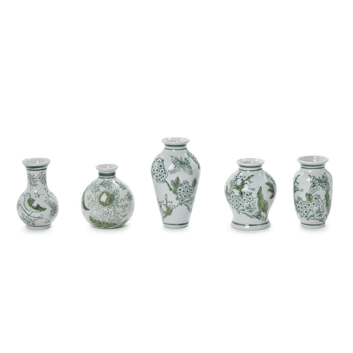 Green & White Chinoiserie Vase