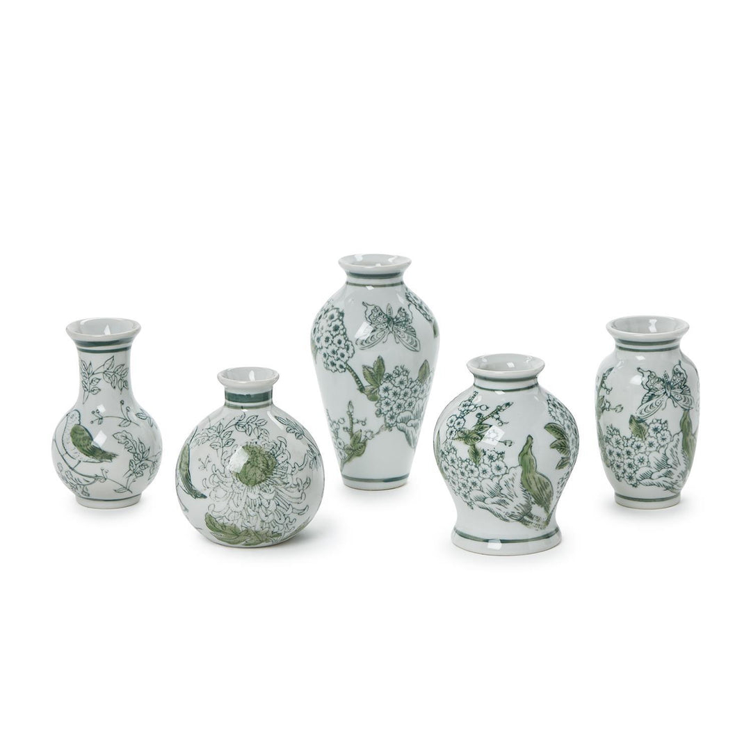 Green & White Chinoiserie Vase