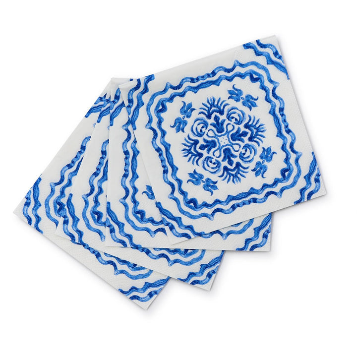 Blue Tile Paper Cocktail Napkins