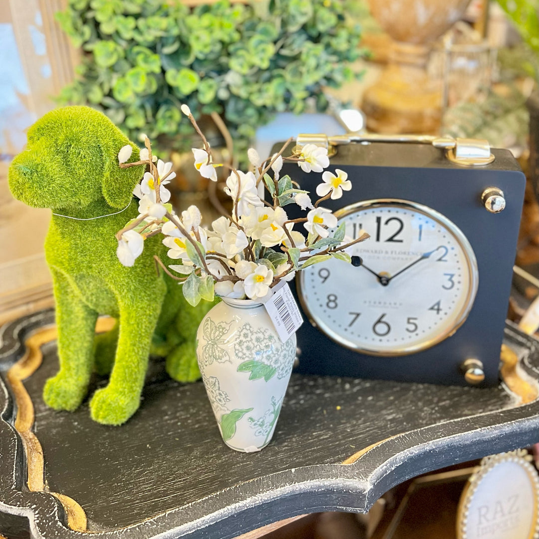 Green & White Chinoiserie Vase