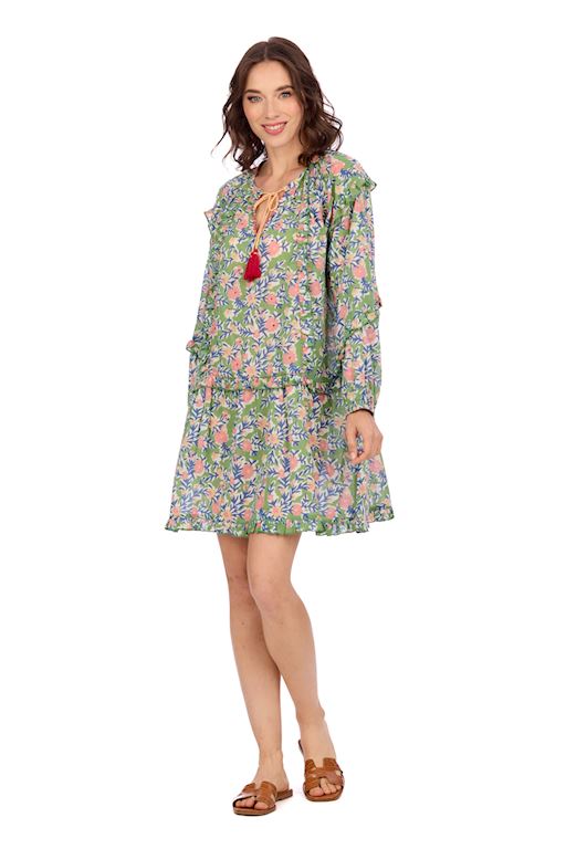 Floral Shawna Tunic Green Dress