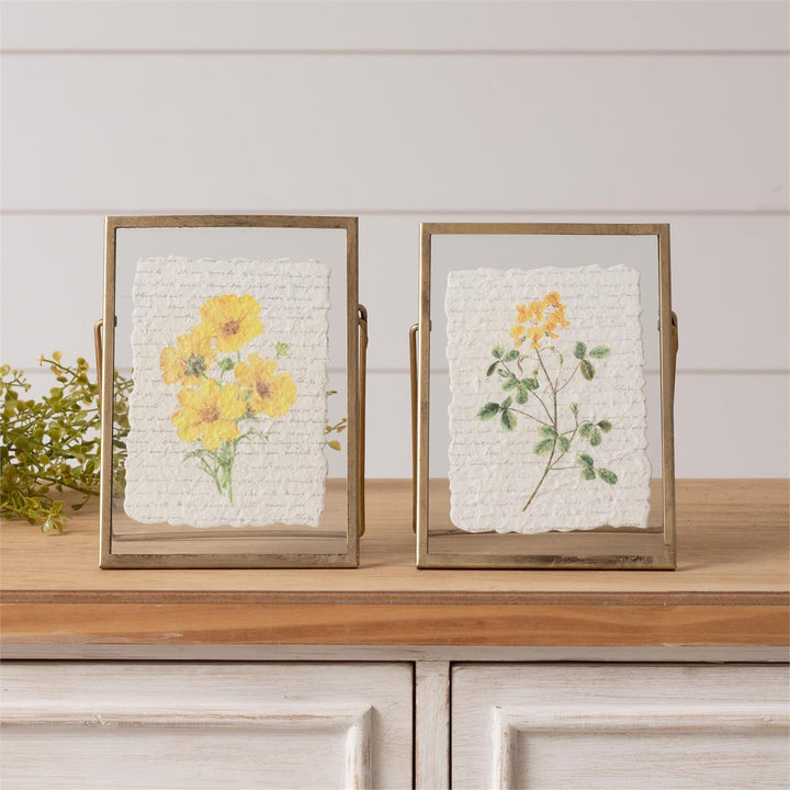 Yellow Flower Print in Gold Frame