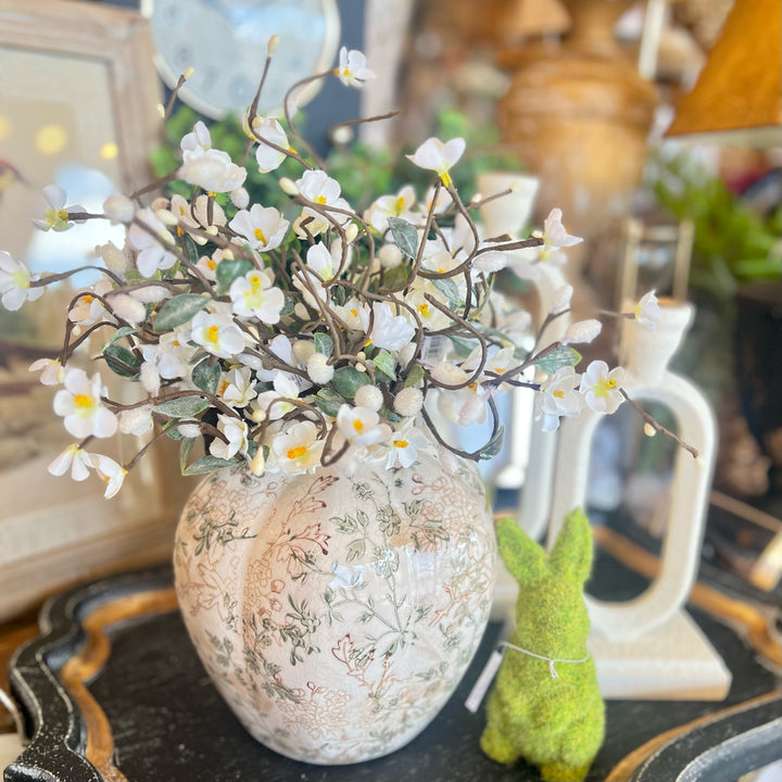 White Floral Pussy Willow Pick