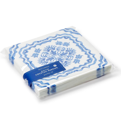 Blue Tile Paper Cocktail Napkins