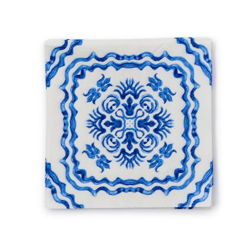 Blue Tile Paper Cocktail Napkins