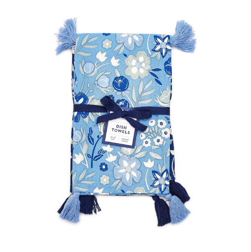 Blue Floral Dish Towel Set