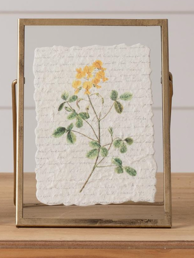 Yellow Flower Print in Gold Frame
