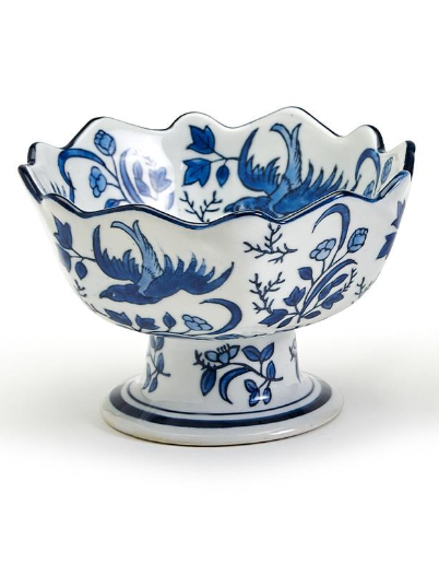 Blue/White Scalloped Edge Bowl