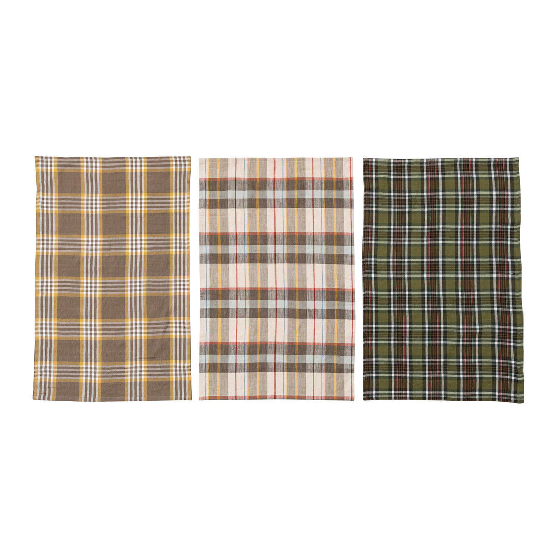 Multi Color Plaid Tea Towels, Set of 3
