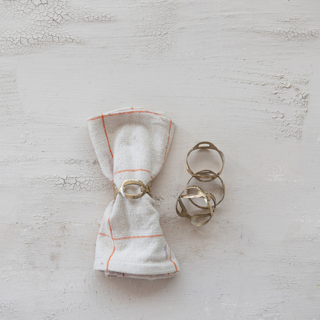Brass Chain Shaped Napkin Rings, Set of 4