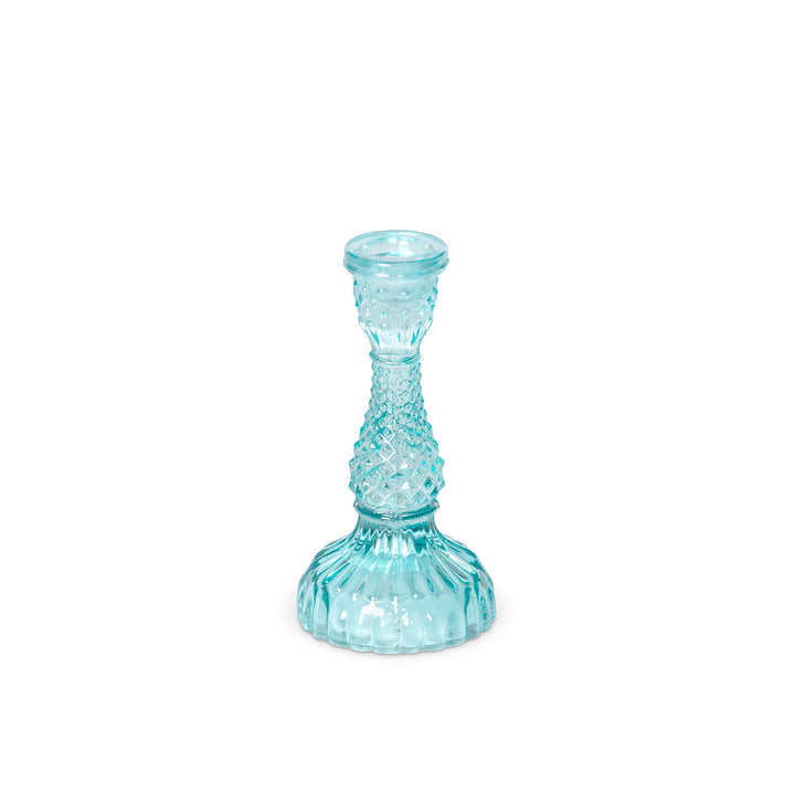 Pressed Glass Turquoise Taper Holder