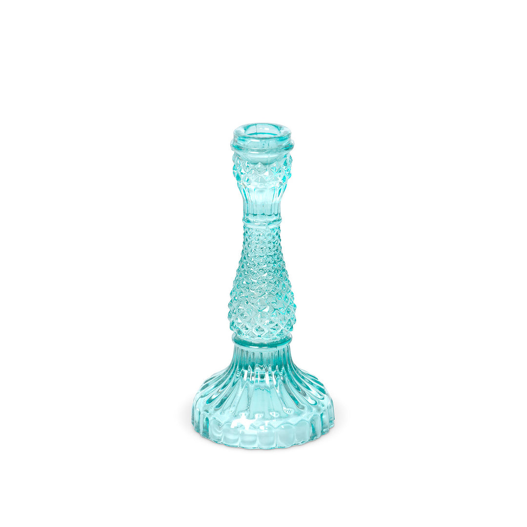 Pressed Glass Turquoise Taper Holder