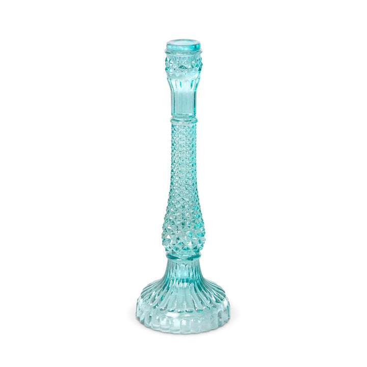 Pressed Glass Turquoise Taper Holder