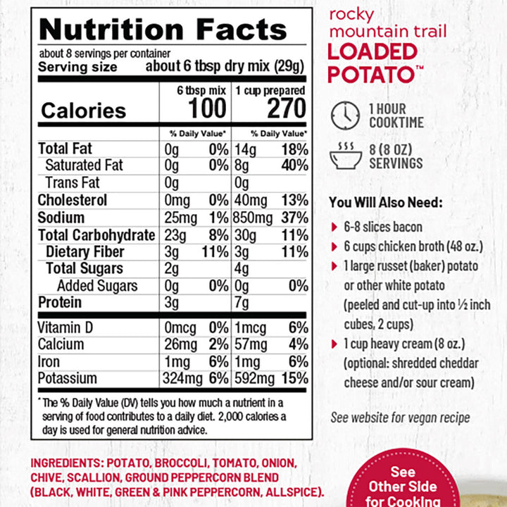 Rocky Mtn Trail Loaded Potato Soup Mix